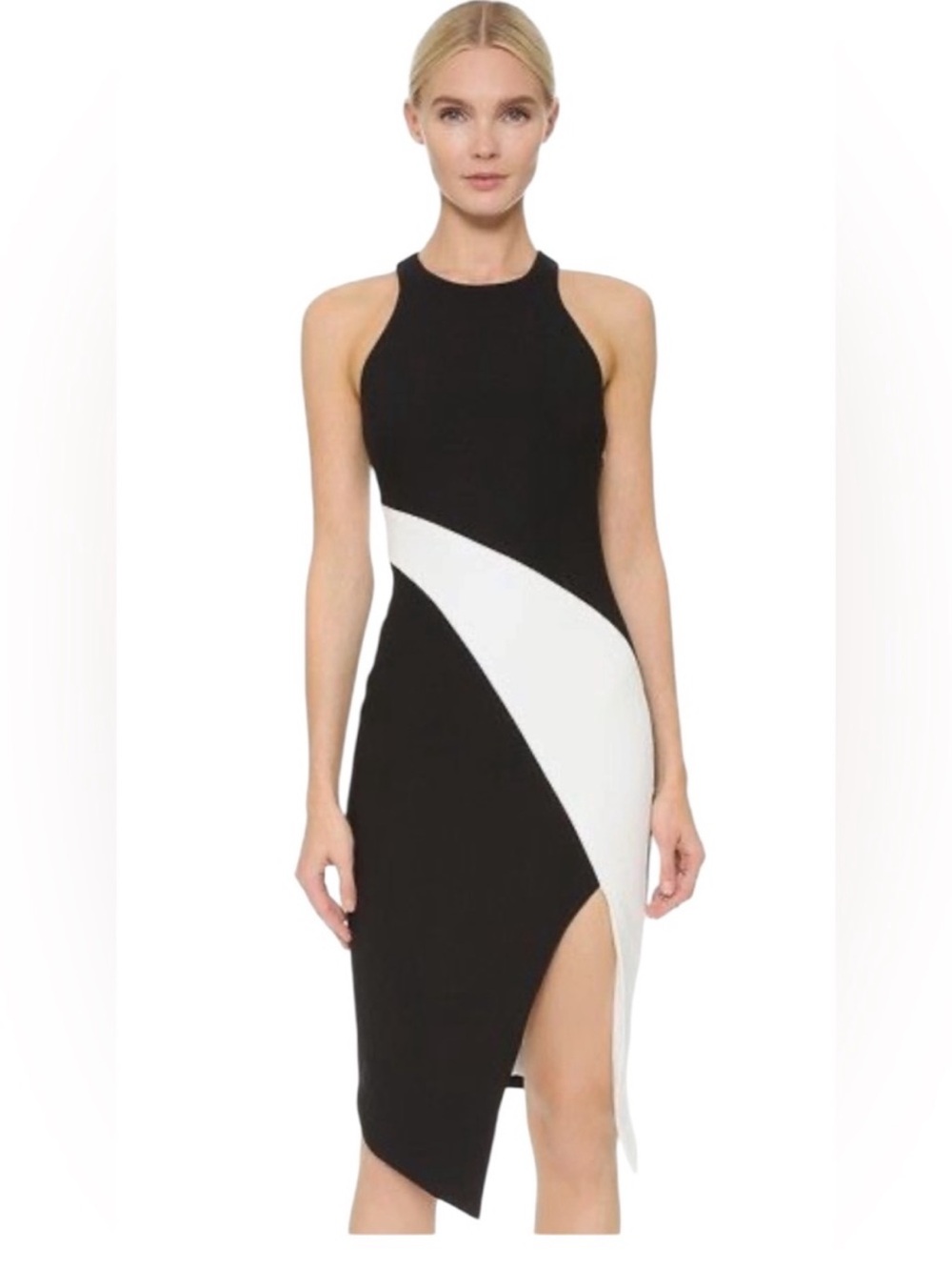 ELIZABETH & JAMES Sleeveless Colorblock Asymmetrical Midi Dress Slit Size 2